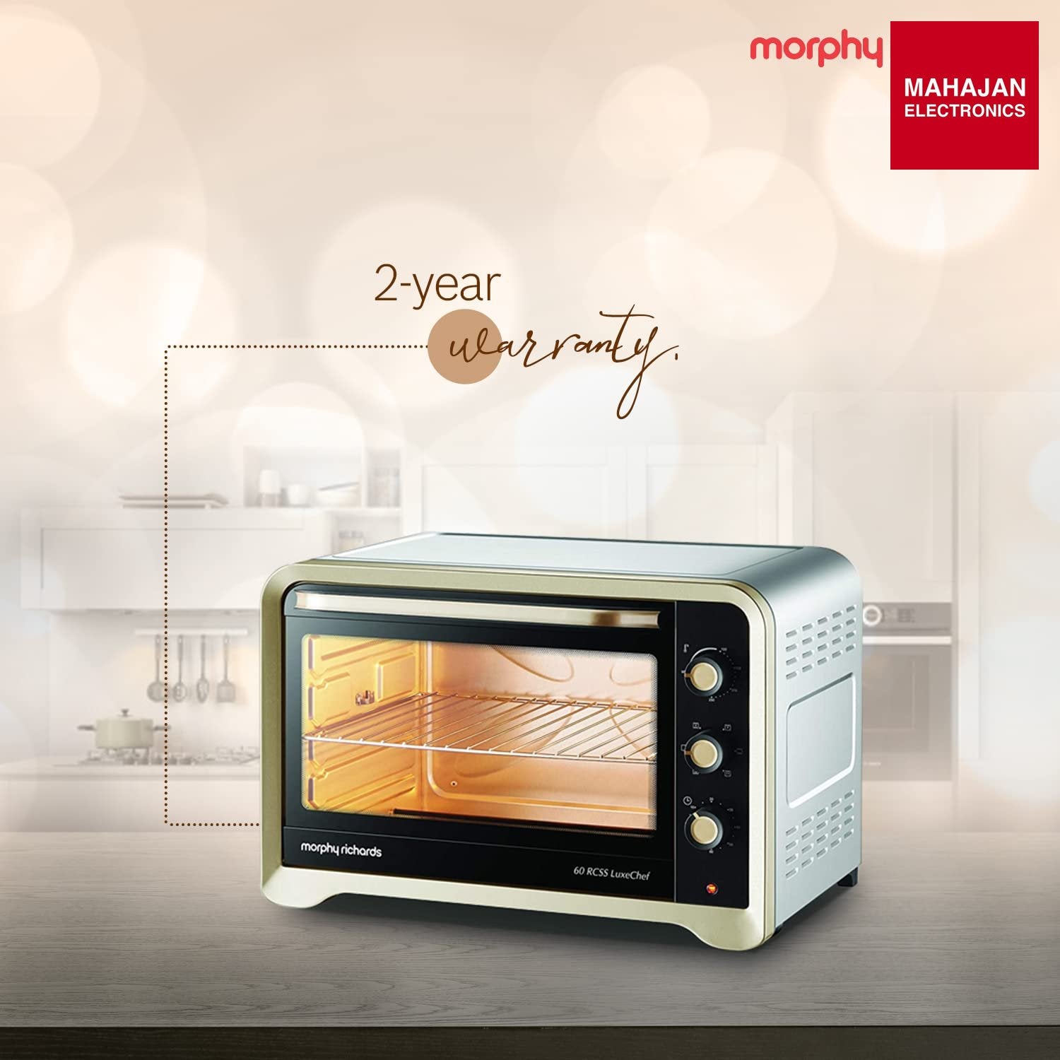 Morphy Richards 60RCSS Luxe 60L OTG with Convection, Rotisserie & Stainless Steel Finish – Premium Baking, Grilling & Roasting | -Online Mahajan Electronics