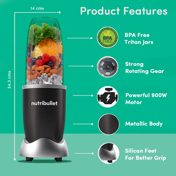 NutriBullet NB9-1249K 900W Blender Nutrient Extractor Compact Smoo