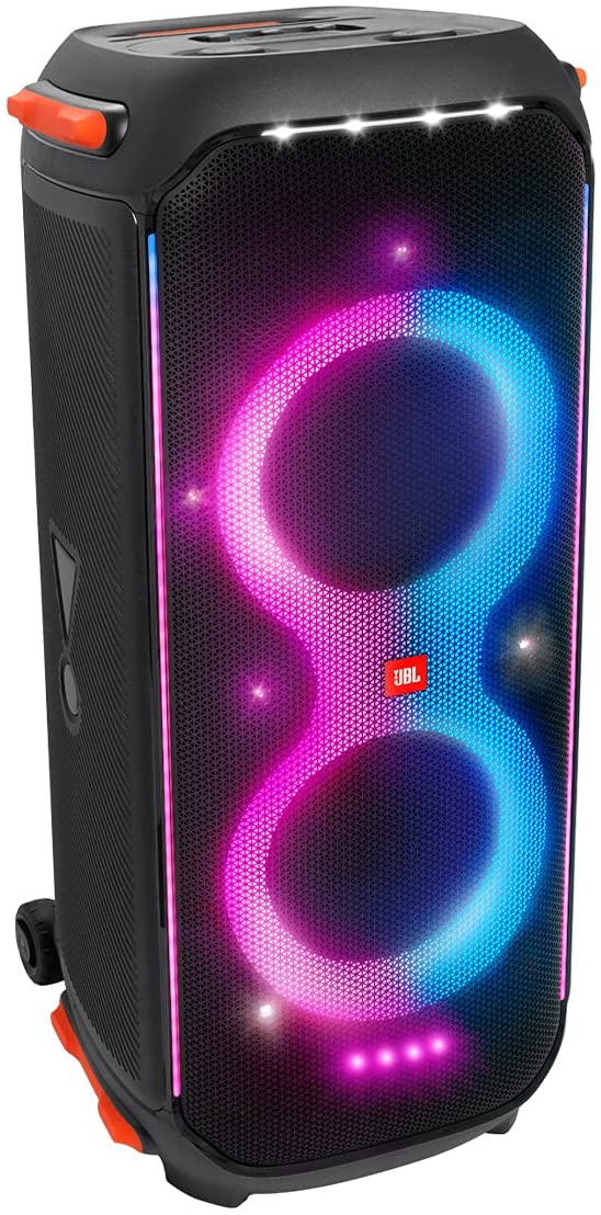 JBL PartyBox 710 Bluetooth Party Speaker with Dynamic Music Synced Flashing Club Pattern Lightshow, Pro Sound, Splashproof, PartyBox App Personalisation,Guitar and Mic Input(800 Watt RMS, Black) - Mahajan Electronics Online