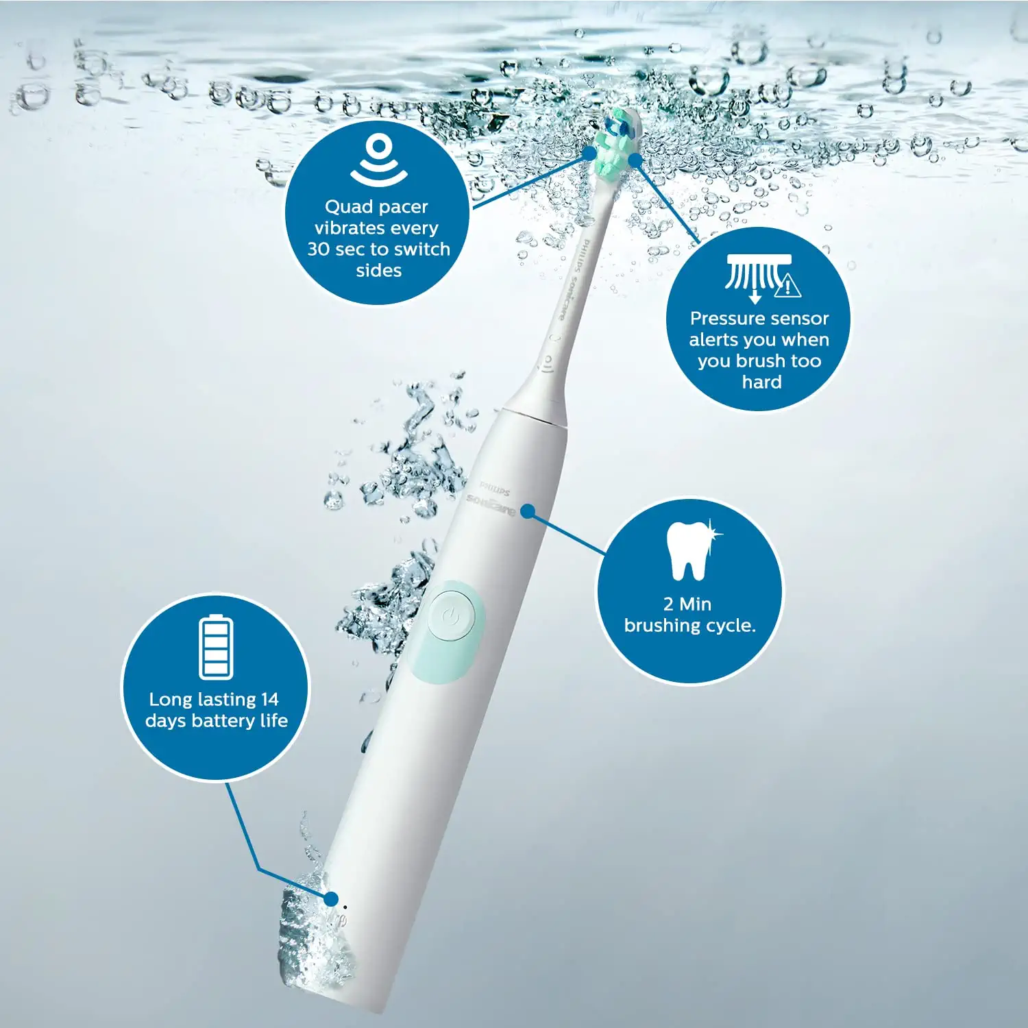 Philips HX680 Sonicare ProtectiveClean 4300 Electric Toothbrush with Sonic Technology, Up to 7x Plaque Removal, Built-in Pressure Sensor - Mahajan Electronics Online