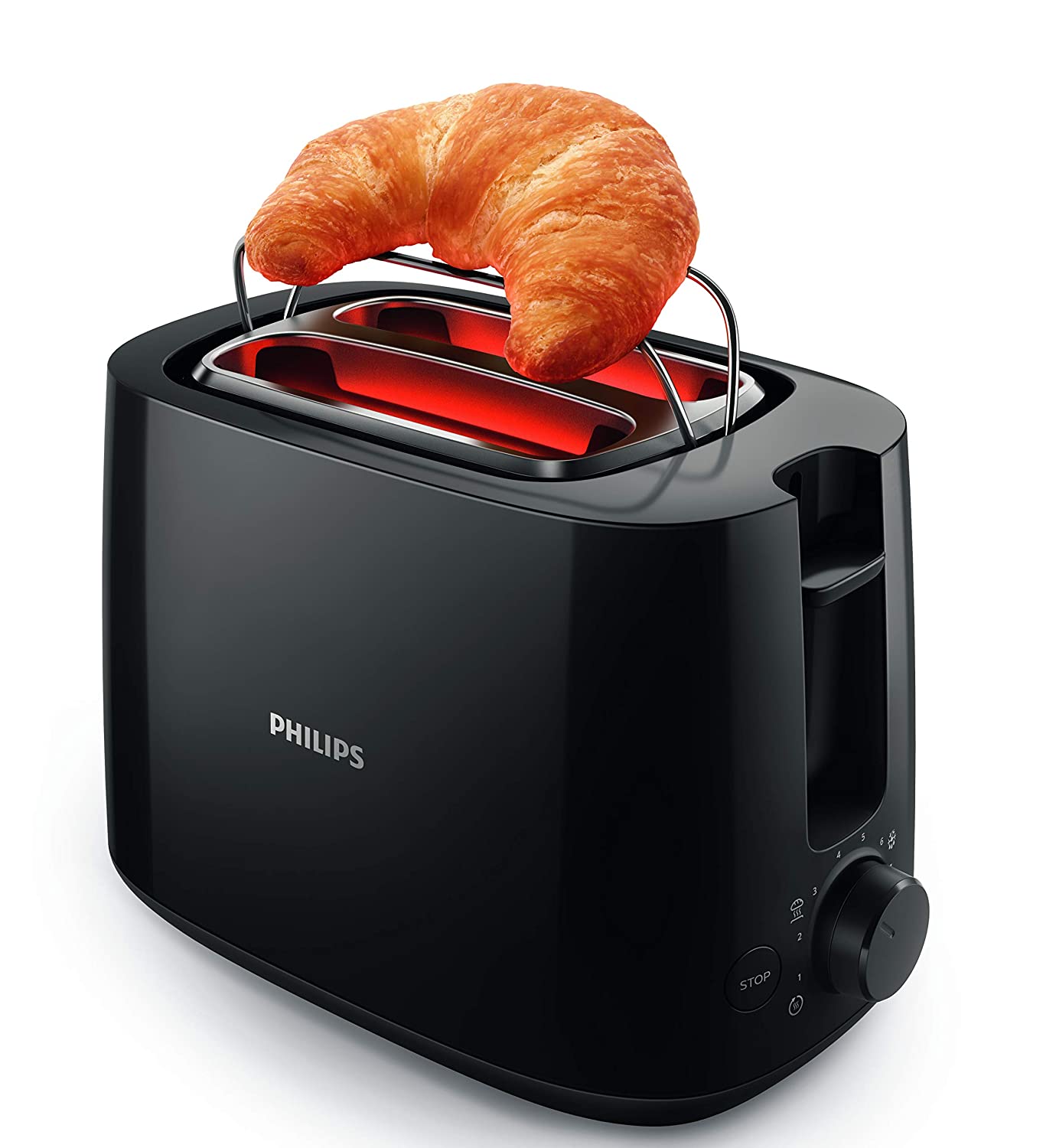 Philips Daily Collection HD2583/90 600-Watt 2-in-1 Toaster and Grill (Black) – Even Toasting, Effortless Grilling