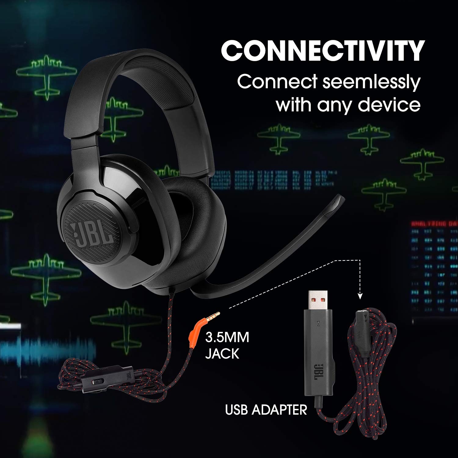 JBL Quantum 300, Wired Over Ear Gaming USB-A Audio Adapter Supports JBLQUANTUM300BLK - Mahajan Electronics Online