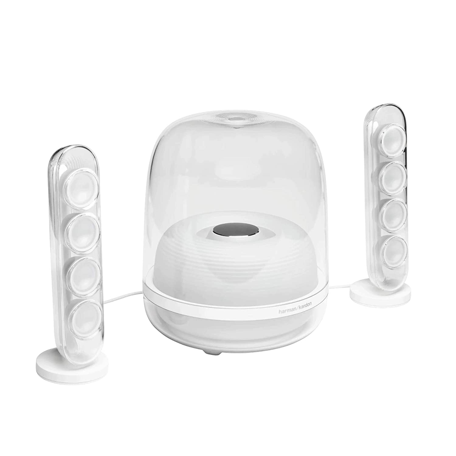 Harman Kardon SoundSticks 4 140 Watt 2.1 Channel Wireless Bluetooth Satellite Speaker (White) - Mahajan Electronics Online