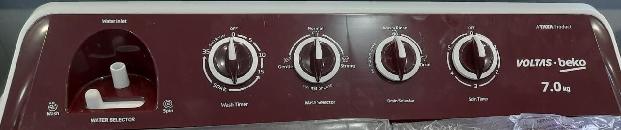 Voltas Beko 7Kg Semi Automatic Top Loading Washing Machine (WTT70DLIM,Burgundy) - Mahajan Electronics Online