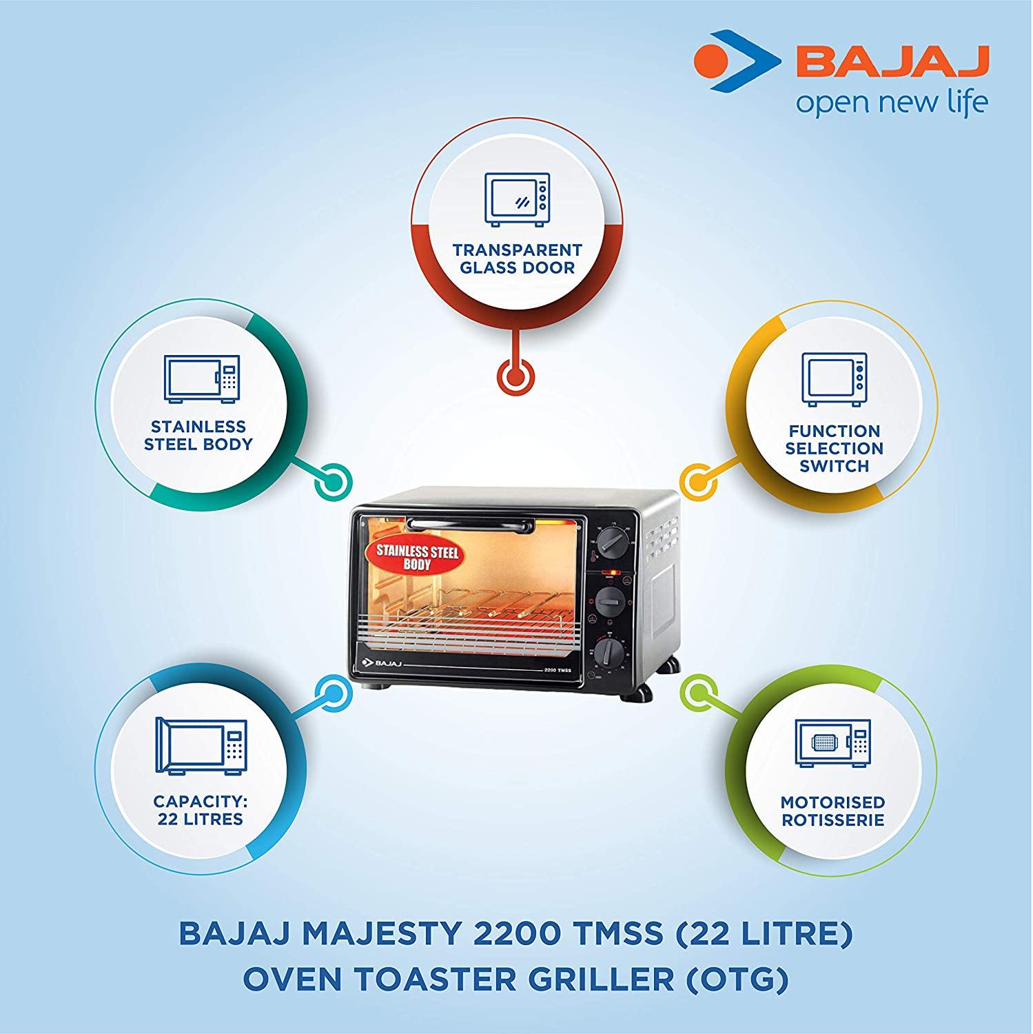 Bajaj 2200 TMSS 22-Litre OTG (Silver) - Mahajan Electronics Online