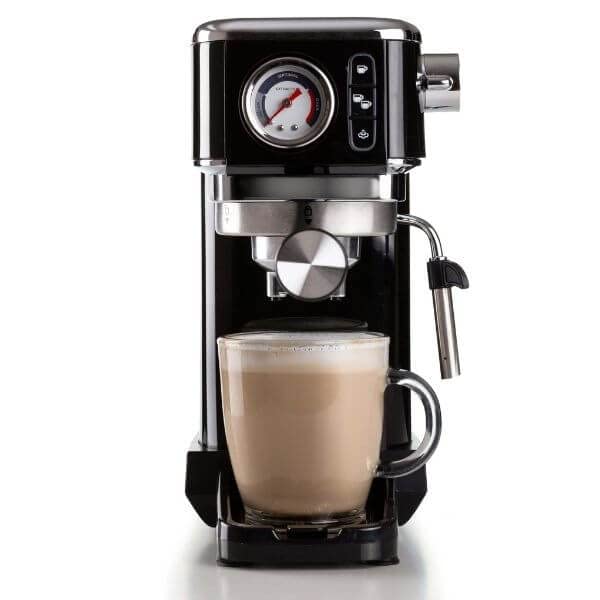 Ariete 1381/12 Coffee machine with pressure gauge, compatible with ground coffee and ESE pods, 1300 W, 1.1 L capacity, 15 bar pressure, ½ cup filter, Cappuccino device, Black
