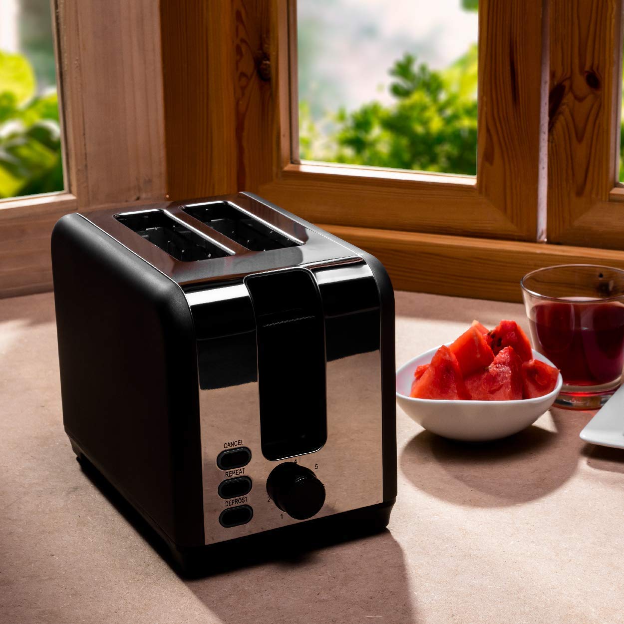 Hafele Amber - Stainless Steel 930 Watt 2 Slot Pop-up Toaster with 7 Level Adjustable Grey - Mahajan Electronics Online