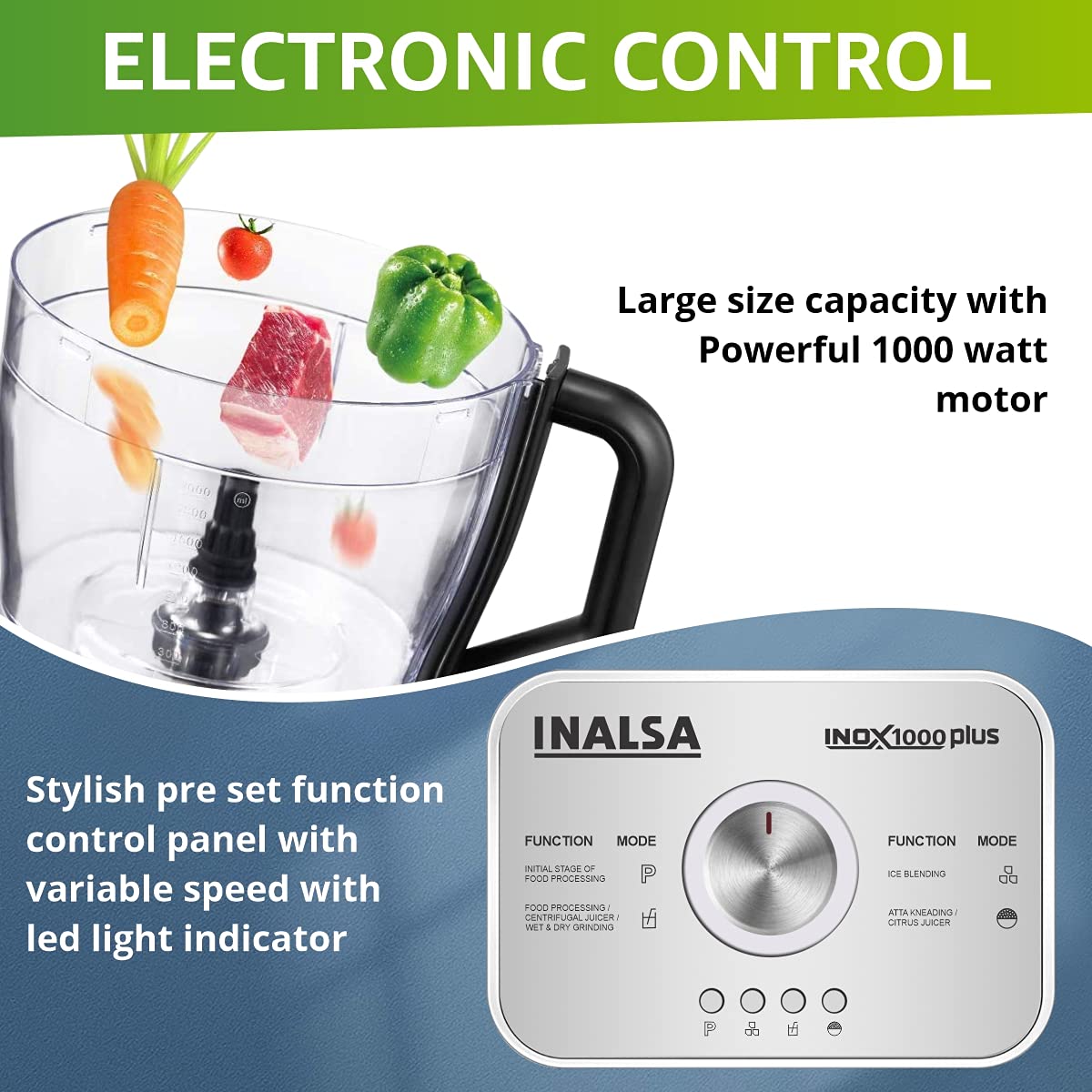 Inalsa Food Processor Professional with Mixer Grinder INOX 1000 Plus