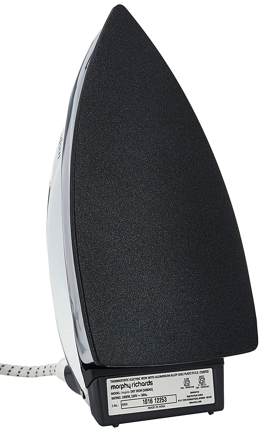 Morphy Richards Inspira 1000-Watt Dry Iron (White and Black) - Mahajan Electronics Online