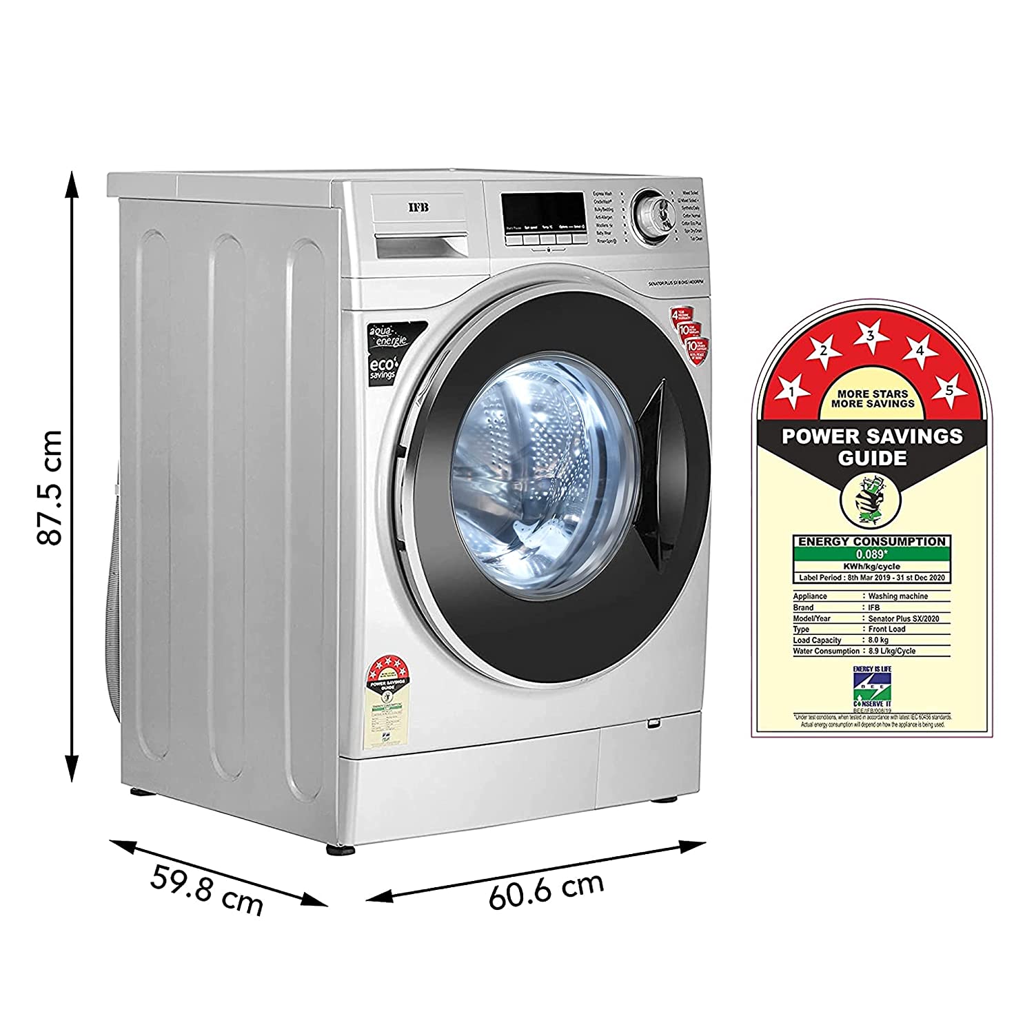 IFB Washing Machine Front Load Senator Plus SX 8 kg Silver Color - Mahajan Electronics Online