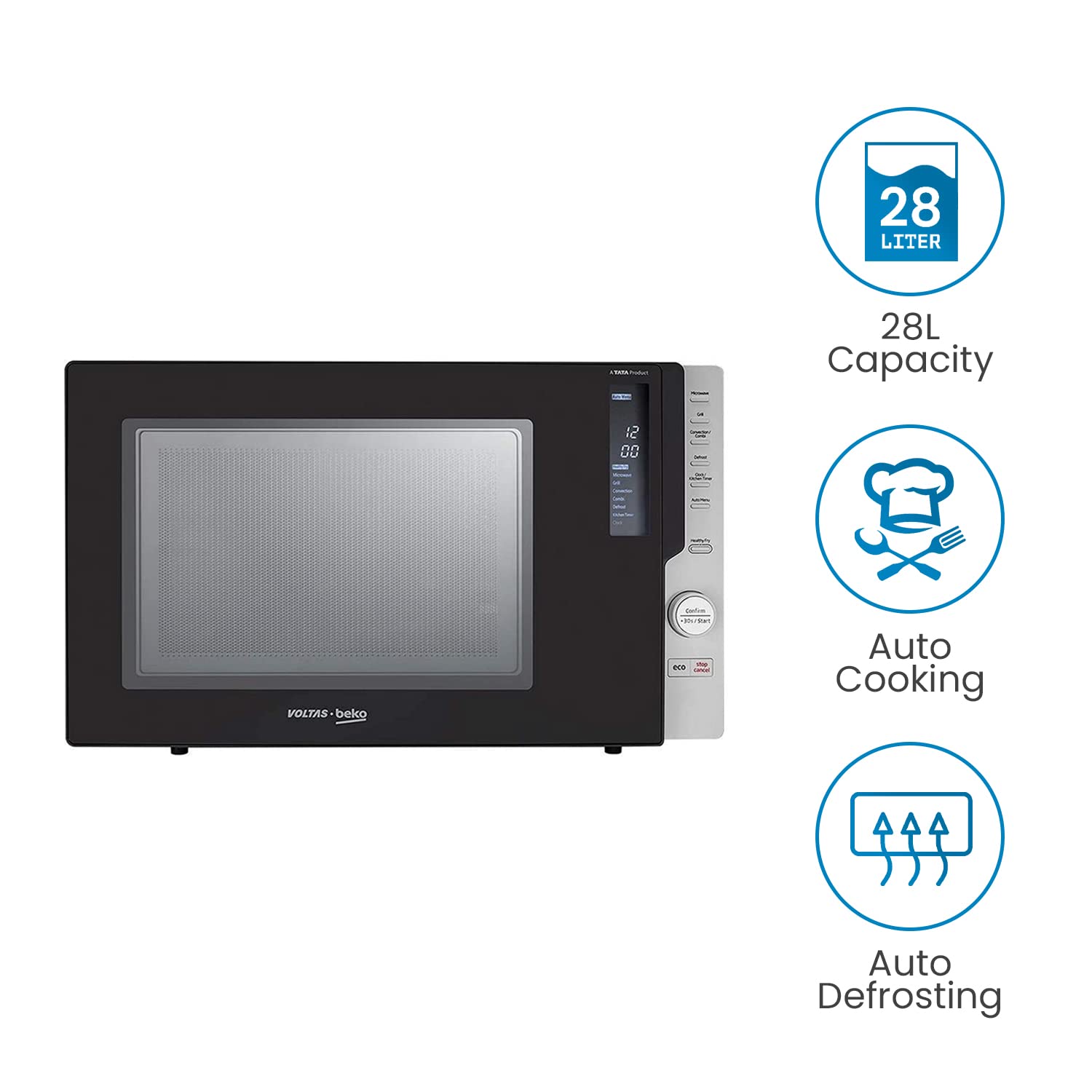 Voltas Beko 28 L Convection Microwave Oven, 5 power levels (MC28BD, Black) - Mahajan Electronics Online