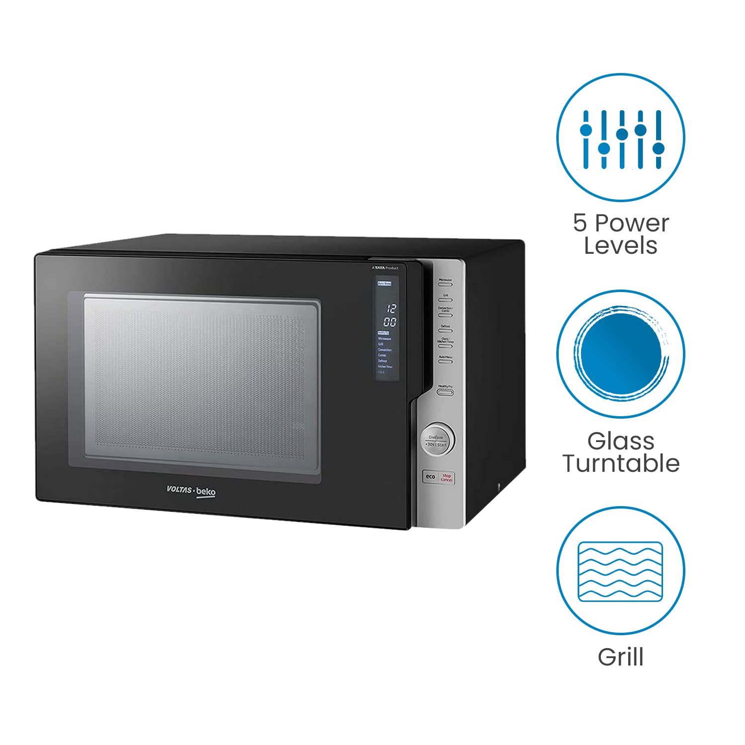 Voltas Beko 28 L Convection Microwave Oven, 5 power levels (MC28BD, Black) - Mahajan Electronics Online